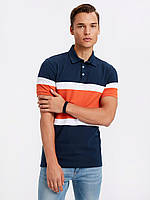 Синє чоловіче поло LC Waikiki/ЛС Вайки в оранжево-білу смужку