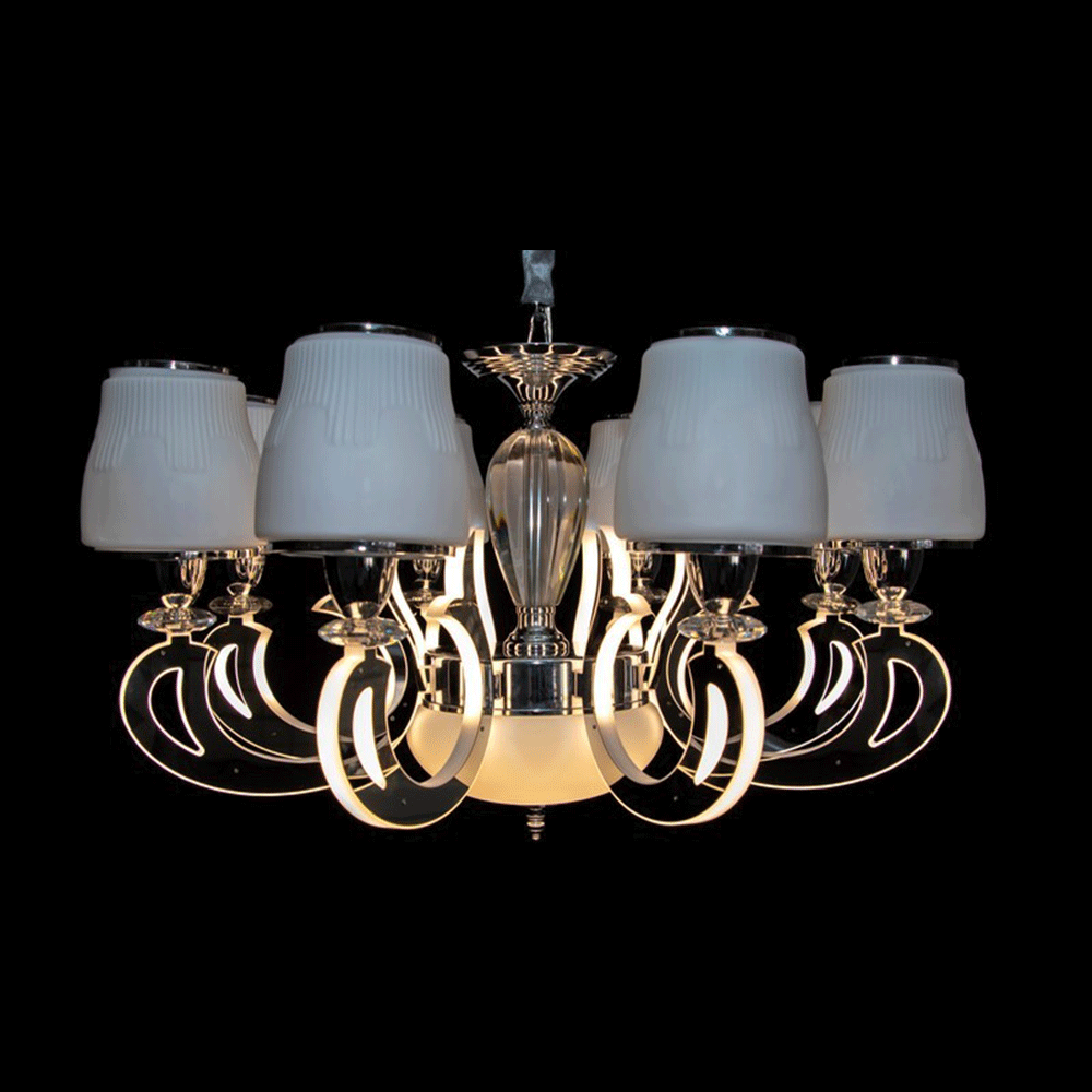 Сучасна класична люстра на 8 лампочок з LED підсвічуванням рожків LS-9484/8, фото 1