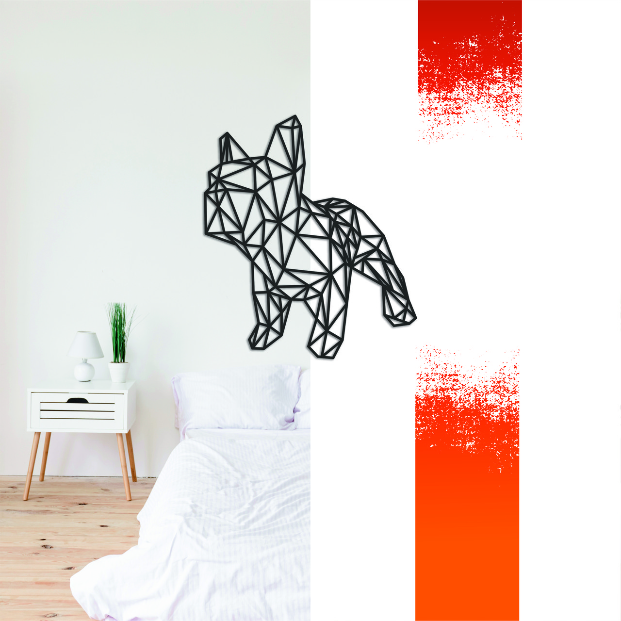 Декоративна дерев'яна картина абстрактна модульна полігональна Панно "Bulldog / Бульдог"