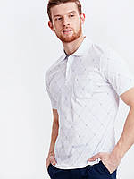 Біле чоловіче поло LC Waikiki/ЛС Вайки в ромби, з кишенею на грудях