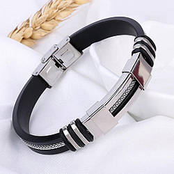 Чоловічий браслет з каучуку із сталі