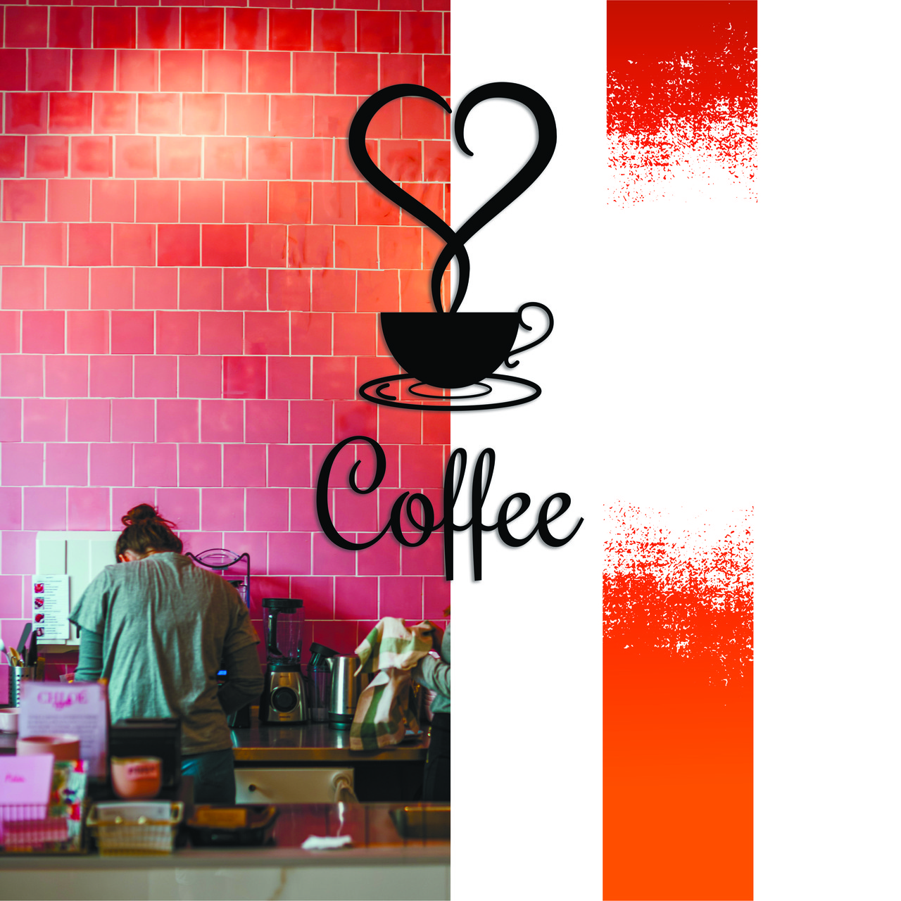 Декоративна дерев'яна картина абстрактна модульна полігональна Панно "Cup Coffee Heard / Чашка кави з серцем"