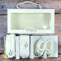 Пінетки, пов'язка і колготки для дівчинки Розмір: від 3 до 6 місяців (20346-5)