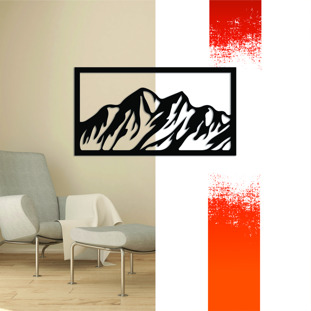 Декоративна дерев'яна картина пейзажна модульна полігональна Панно "Vesuvius / Везувій"