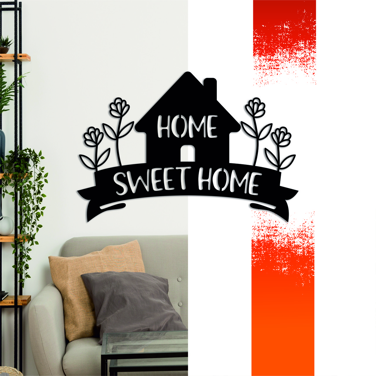 Декоративна дерев'яна картина абстрактна модульна полігональна Панно "Home, sweet home / Солодкий дім"