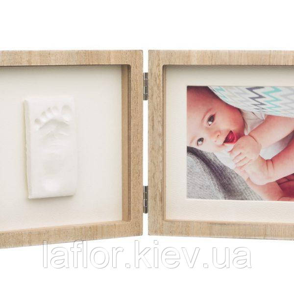 Рамка для фото Baby Art з відбитком ручки Подвійна дерев'яна