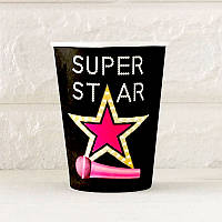 Стаканчики "Super star/Супер зірка" паперові з малюнком (8 шт/уп.) 220 мл -