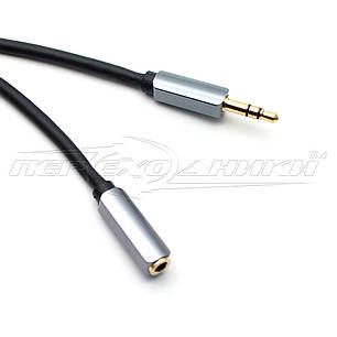 Аудіо кабель подовжувач AUX 3.5 mm jack (преміум якість), 1 м, фото 2