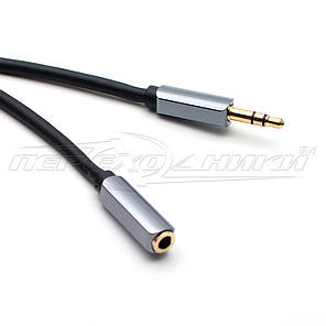 Аудіо кабель подовжувач AUX 3.5 mm jack (преміум якість), 1 м, фото 2