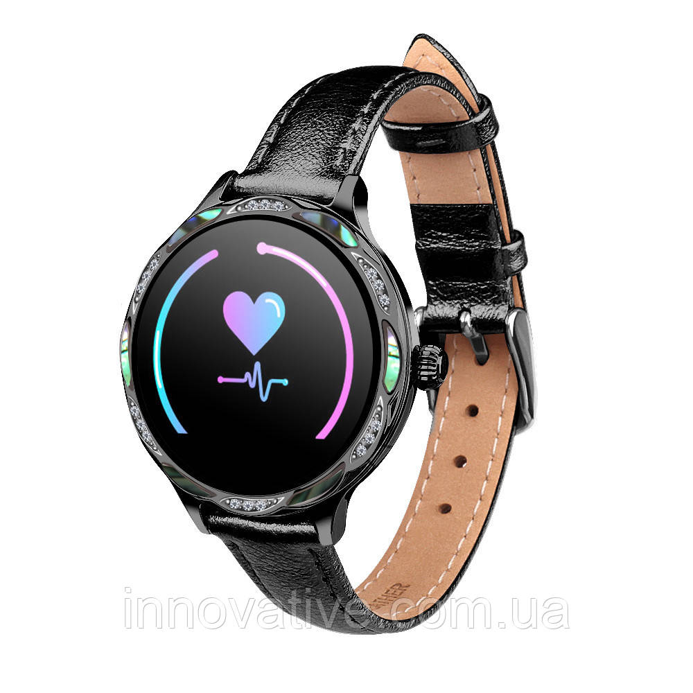Розумний годинник Lemfo Fashion M9 leather з вимірюванням тиску (Чорний)
