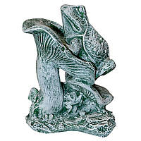 Садовая фигура из гипса, Лягушка на грибе (камень зеленый)