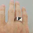 Чоловіче срібне кільце з золотом і оніксом 124з 19, фото 2
