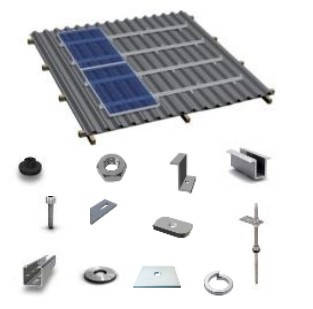 Комплект системи кріплення на 1 фотомодуль на похилий дах (холодно-оцинкований профіль), фото 1