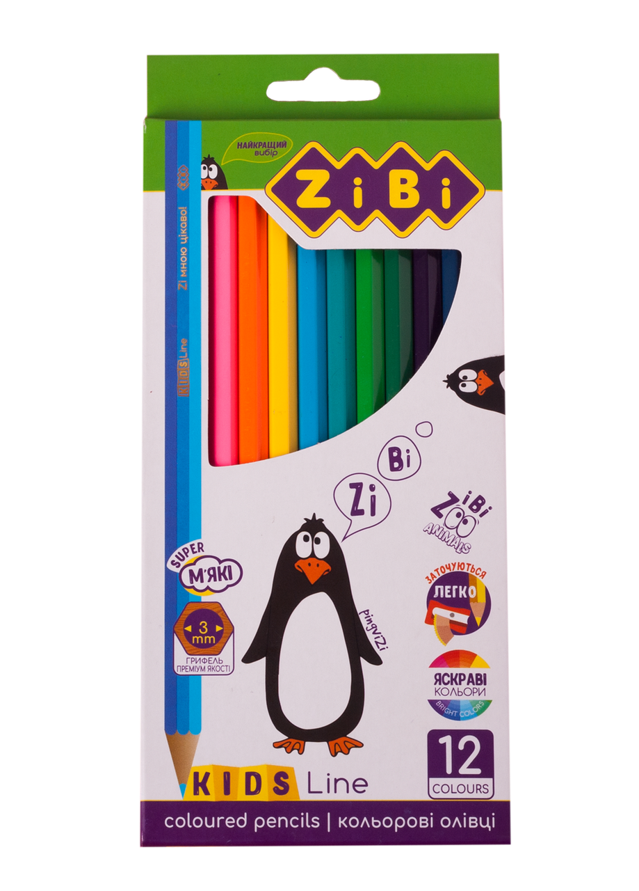Олівці кольорові Zibi 12 кольорів, KIDS Line