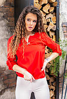 Блуза с брошкой (красная), арт 779