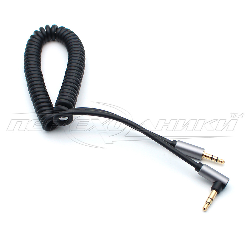 Аудіокабель AUX 3.5 mm jack (висока якість), спіраль, 1 м