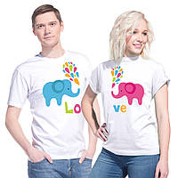 Парные футболки для влюбленной пары "Слоники Love"