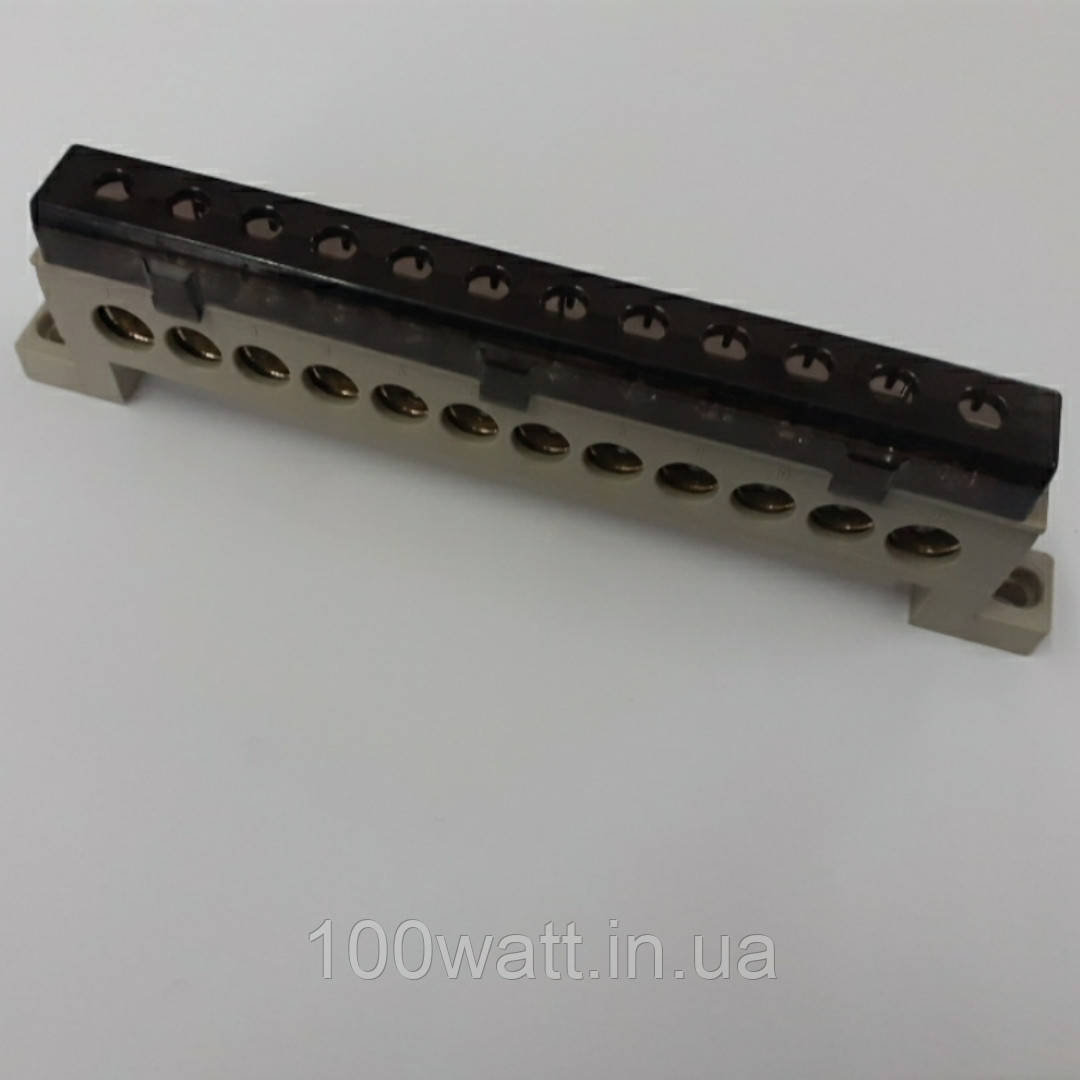 Шина нульова клема 12 отворів ізольована 9x14м ST986