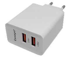 Зарядний пристрій Essager XY, 2usb, 36W, Quick Charge 3.0 білого кольору