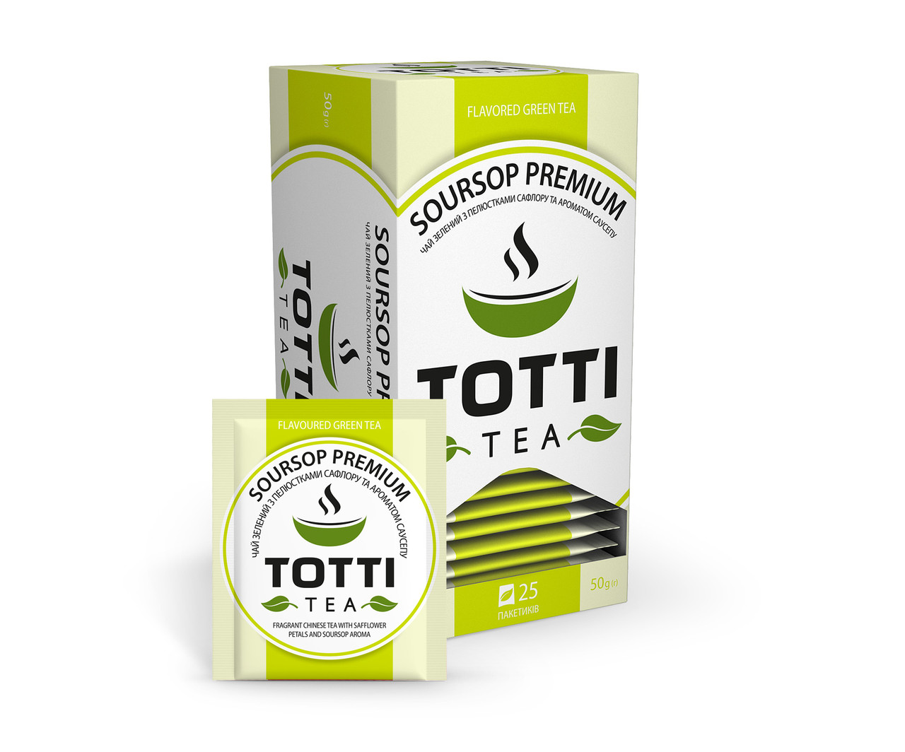 Чай зелений TOTTI Tea "Саусеп Преміум", пакетований, 25 шт по 2 р.