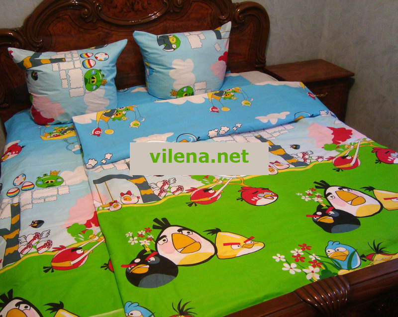 Дитяча полуторна постільна білизна Angry Birds