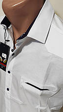 Сорочка чоловіча з коротким рукавом Noseda vk-0001 біла приталені однотонна стрейч коттон Туреччина, фото 3