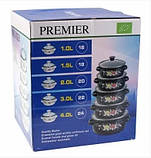 Набір емальованих каструль зі скляними кришками з 5 шт PREMIER PR-673, фото 3