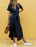 Жіноче плаття-сорочка з натурального льону універсального крою з поясом у комплекті. 42-74+ плюссайз, фото 2
