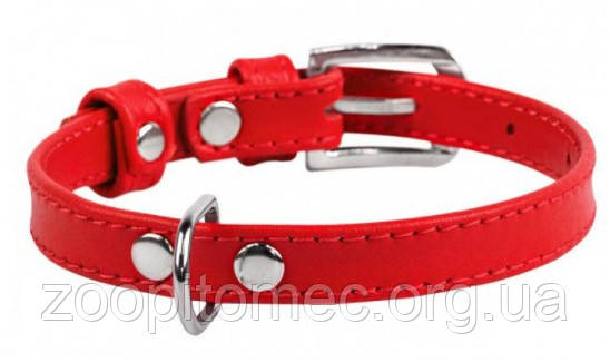 Шкіряний нашийник для собак Waudog ВауДог Glamour без прикрас червоний (ширина 20 мм, довжина 30-39 см), фото 1