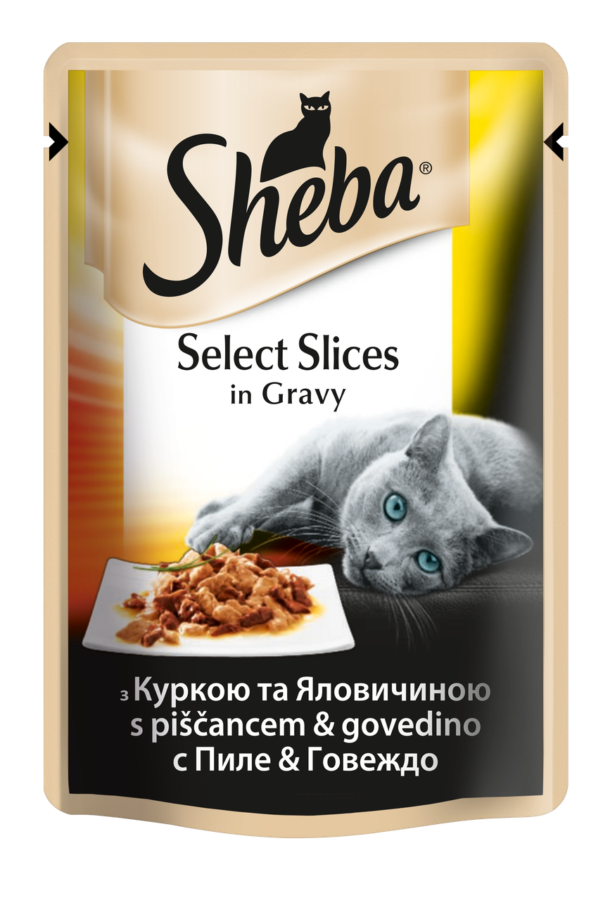Вологий консервований корм з Куркою і Яловичиною в соусі 85 г Sheba Шеба