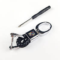 Брелок з логотипом вашого авто 8 см + викрутка Чорний, Cadillac