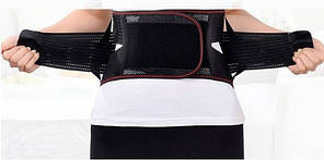 Поперековий бандаж корсет чорний розмір S з 5 металевими ребрами жорсткості регульована фіксація