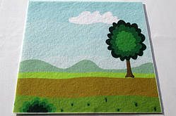Фетр із малюнком принтом "Синій трактор, ферма" ігровий фон 1, 20*20 ПСМ 08