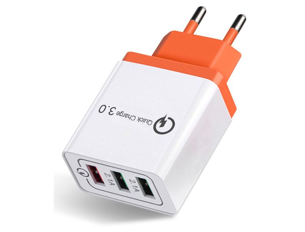 Зарядний пристрій Quick Charger на 3 порти Orange