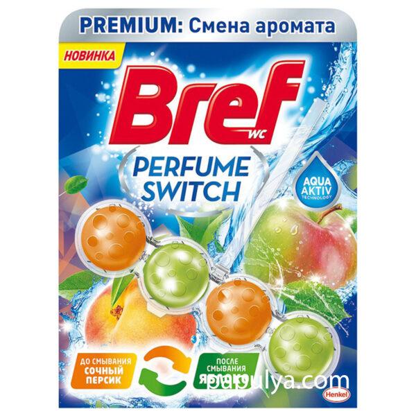 Очищаючий блок для туалету бреф Bref Perfume Switch Зміна аромату Соковитий персик-яблуко, 50 г