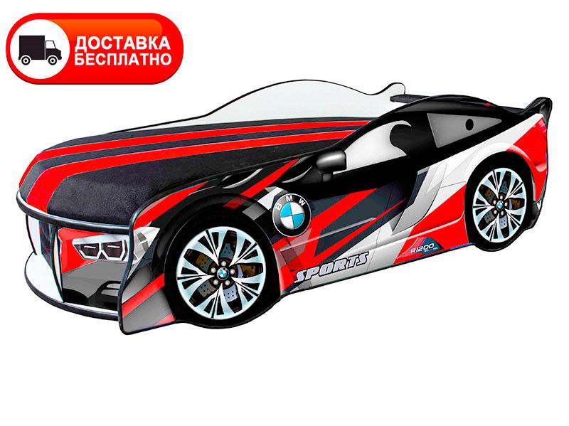 Ліжко машинка серія Space 01 модель BMW червоний зі спортивним матрацом і подушкою
