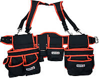 Пояс на лямках с 2 накладными сумками и карманами для инструмента YATO 1280 мм