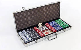 Покерний набір в алюмінієвому кейсі на 500 фішок (62x21x8 см ) ) №500