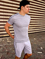 Спортивный летний мужской комплект Asos Асос футболка шорты хлопок светло-серый весна лето Киев