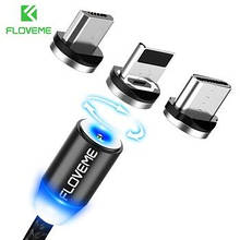 Магнітний кабель Floveme 3 в 1 microUSB iPhone Type C Magnetic 1m