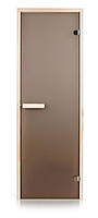 Скляні двері для бані та сауни GREUS Classic матова бронза 70/190 липа