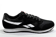 Кросівки чоловічі в стилі Reebok Classic Leather, Black\White, фото 3
