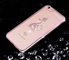 Силіконовий чохол з візерунком лебідь і стразами для iPhone 7/8/SE 2020