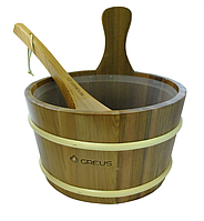 Набір Greus кедр (шайка 4 л + черпак) з пластиковою вставкою для лазні та сауни
