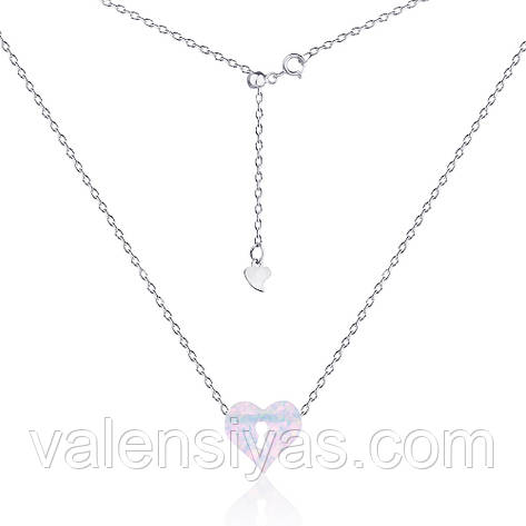 Срібне кольє — серце на ланцюжку Кл2ОПБ/430, фото 1