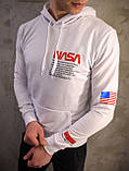 Худі чоловіче хайпове унісекс Nasa Наса з принтом білий Київ, фото 2