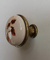 Ручка меблева кнопка GIFF GP192 антична бронза / фарфор