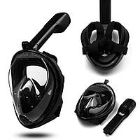 Повна маска для підводного плавання і дайвінгу снорклінга Tribord FREEBREATH на все обличчя S/M, L/XL Чорний