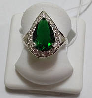 Серебряное кольцо Анастасия с зеленым камнем