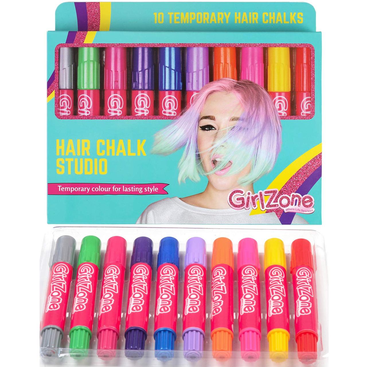 Цветные карандаши мелки для волос GirlZone Hair Chalk Set For Girls качество супер яркие волосы - фото 2 - id-p1185781295